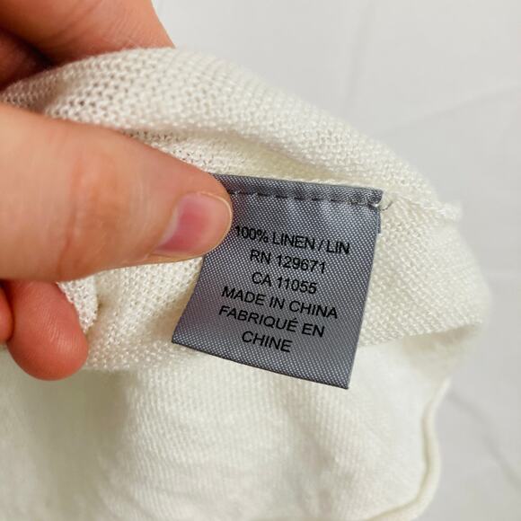 360Sweater Womens XS White 100% Linen Oversized Cap Sleeve Sweater Beachy Luxury - Picture 8 of 11